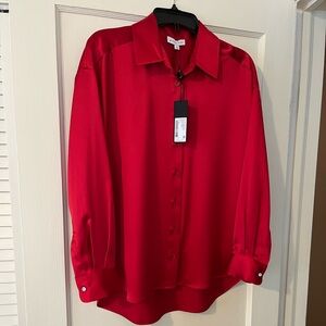 Gianni bini Cherry Silk blouse with diamond cuffs